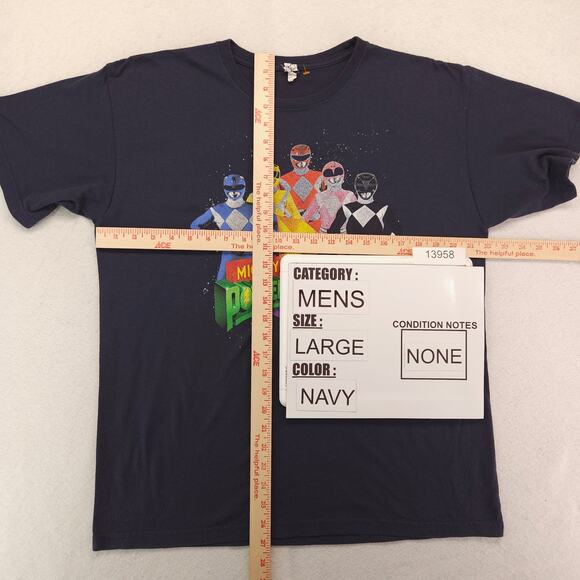 Mighty Morphin Power Rangers Casual Graphic Pullover T Shirt Mens Size L Navy - Picture 5 of 9